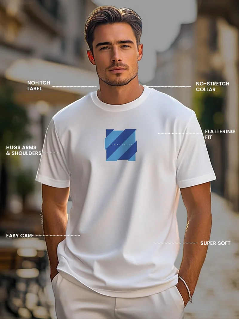 NOBERO  Men's White Graphic Printed T-Shirt for Men | Best Price UAE