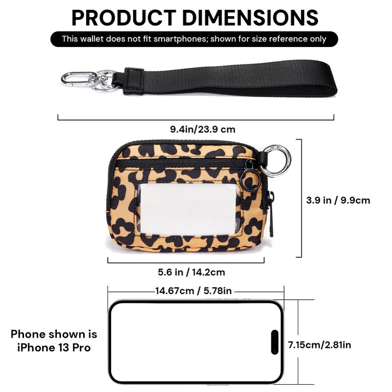 YDF Keychain Wallet for Women Mini Zip Card Holder with ID Window Coin Purse Detachable Wristlet Small Wallets Yellow Leopard - Image 4