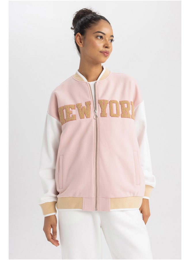 DeFacto Woman Oversize Fit-Nba College Neck Long Sleeve Cardigan  - Image 4