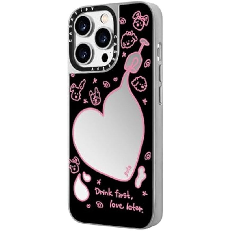 Casetify Mirror Case for iPhone 14 Pro Compatible with Magsafe - Drink First - Silver on Silver - Image 5