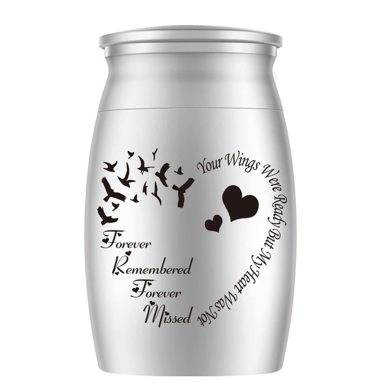 Aluminium Mini Urn  Small Ashes Holder for Family  Loved Ones  Your Wings were Ready My Heart was not