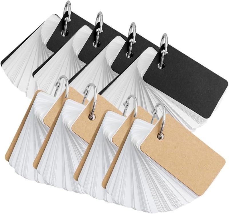 Artibetter 8Pcs Blank Flashcards with Binder Rings Portable Vocabulary Note Cards for Students - Image 2