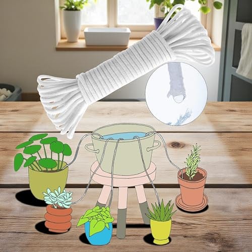 TECHHARK® 4mm Automatic Self Watering Wick Cord, String Rope For Plant Watering (30 feet) - Image 1