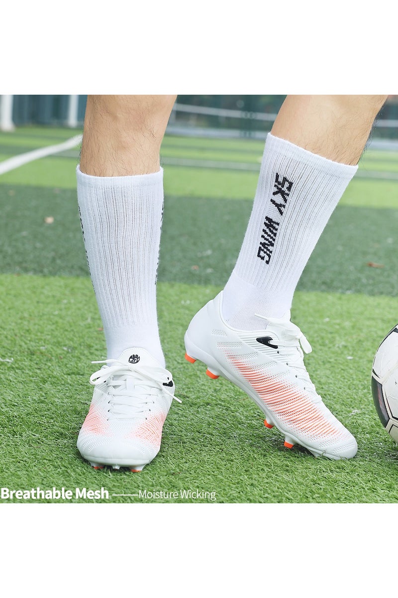جناح السماء جوارب كرة قدم للرجال والنساء مضادة للانزلاق، جوارب رياضية مضادة للانزلاق لكرة القدم وكرة السلة مع وسادات قبضة - أبيض - 3 أزواج - Image 5