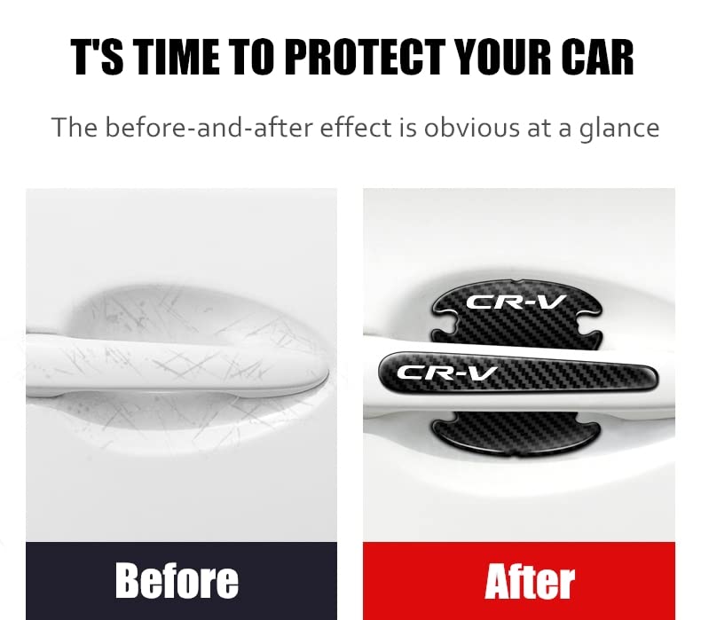 HUIANTS Car Door Handle Sticker - 8PCS Carbon Fiber Anti-Scratches Protective Films - Compatible with CR-V - Image 2
