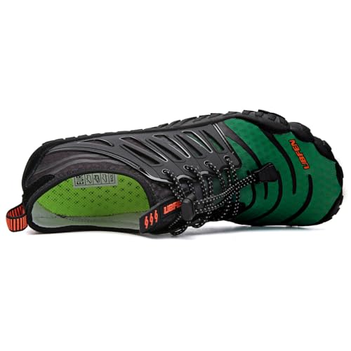 UBFEN Water Shoes Aqua Swim Shoes Mens Womens Beach Sports Quick Dry Barefoot for Boating Fishing Diving Surfing Black Dark Green Color Size US 13 Women 11 Men - Image 4