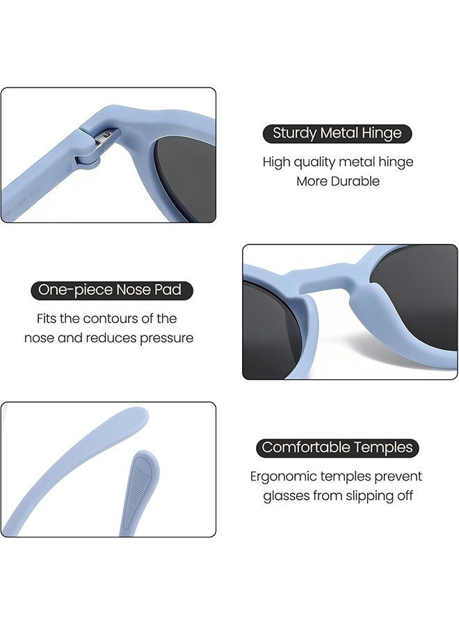 AZorb Kids Polarized Sunglasses Boys Girls Round Cute Soft Frame Sun Glassess Circle Kid Sunglass UV400 Protection Shades for Child Age 4-10 Pink - Image 4
