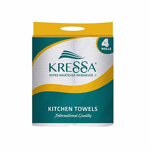 Kressa 2-Ply Kitchen Tissue Roll |Paper Towel | Pack of 4 Rolls x 60 Pulls |Total 240 Pulls (Pack of 4) - Image 1