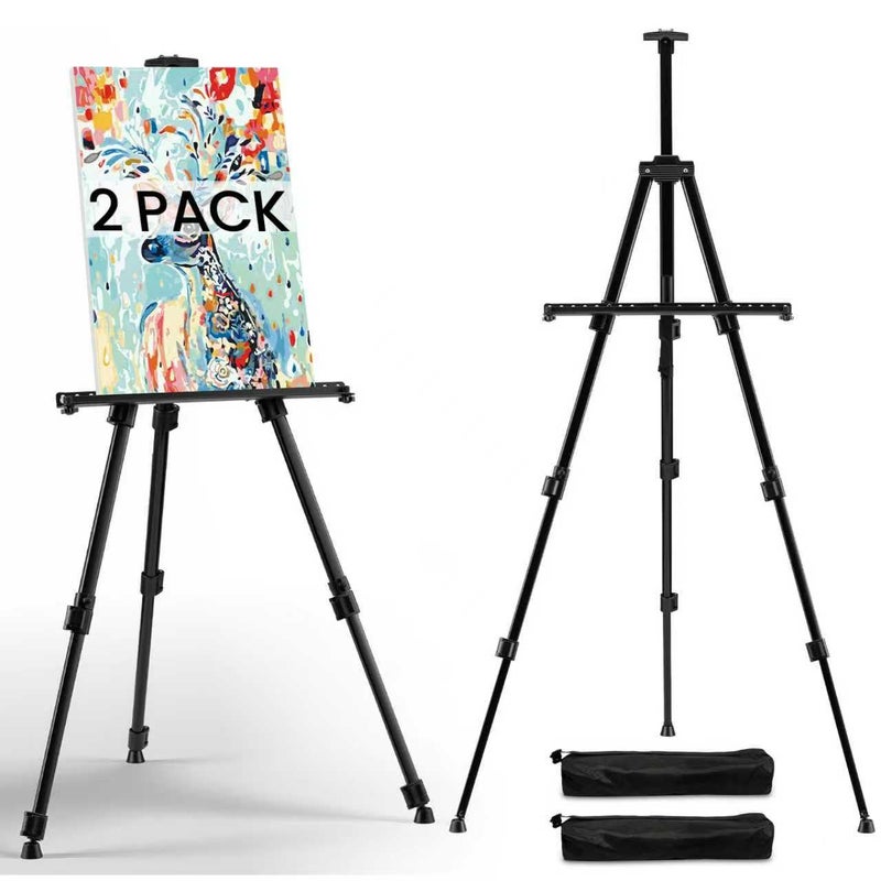 RRFTOK Art Easel for Painting and Display - 2pcs Adjustable Floor 66 Inch Folding Aluminum Easel Stand for Sign - Table Top Canvas Stand - Portable Drawing Paint Heavy Duty for Artist Adults Holder or Teen - Image 1