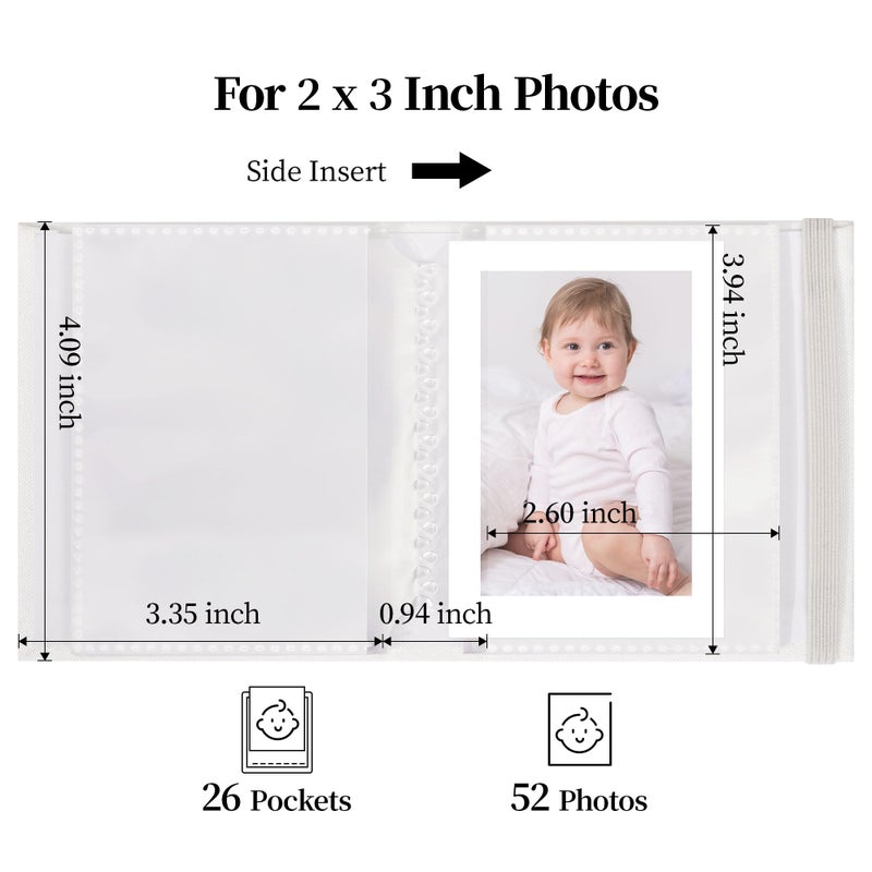 Vienrose Polaroid Photo Album Binding Cloth Photo Book for Instax Fuji 2 x3 Inch Photo Fits Fujifilm Mini 12 11 9 Snap PIC-300 52 Pockets 1 Pack, Grey - Image 2