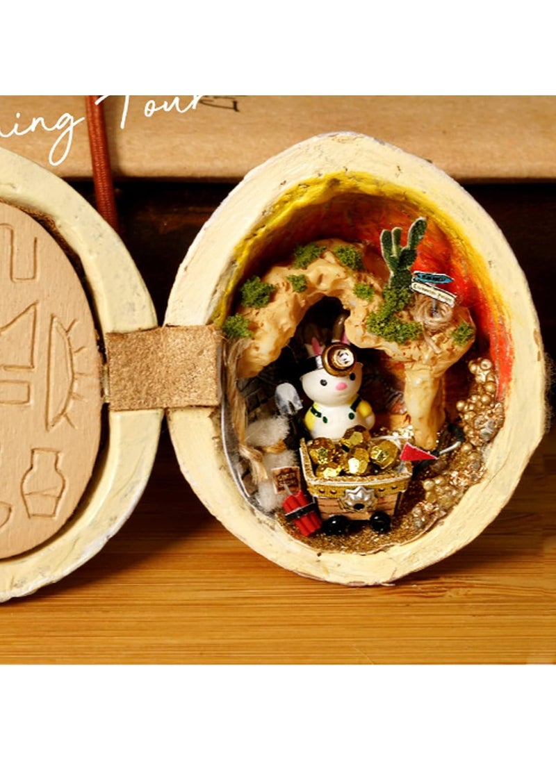 مجموعة منزل الجوز DIY، عالم رائع من البذور، نموذج مصغر مصنوع يدويًا من المنزل مع صندوق هدايا، لعبة بيت الدمية الإبداعية ثلاثية الأبعاد للمراهقين البالغين، رحلة الذروة الذهبية، 8 × 5 سم/3 × 2 بوصة - Image 3