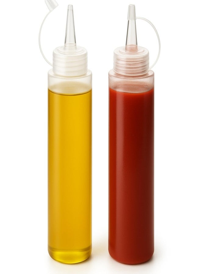 DAOME زجاجة ضغط بلاستيكية من داومي لتوزيع الكاتشب والخردل والعسل والزيت، بيضاء، 400 مل (قطعتان) - Image 1