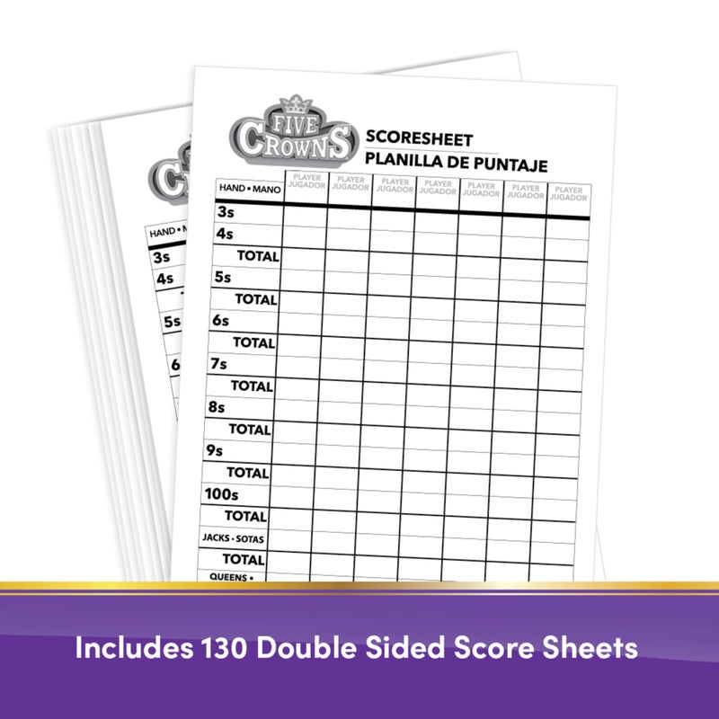 PlayMonster Five Crowns Scorepad â€“ 130 Page Replacement Score Sheet, Card Game Score Card, Tracks 7 Players at Once, Gift for Kids, Birthday Gifts - Image 2