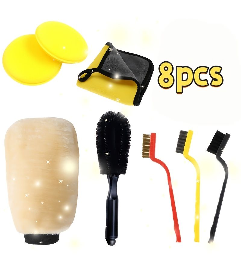 23pcs Car Cleaning Tool Set With Multifunctional Detail Brushes Polishing Sponges Car Wash Cloth Gloves Wheel Hub Brush For Interior And Exterior Auto Care - Image 1