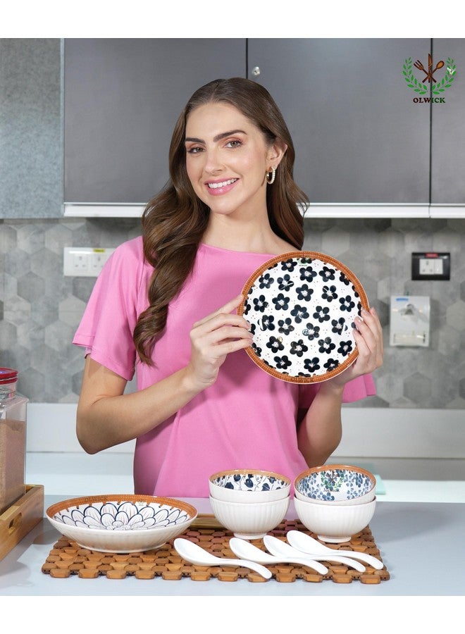 OLWICK طقم أطباق وأوعية OLWICK® - 4 قطع وعاء سيراميك و2 طبق للحبوب، الحساء، المعكرونة، الشوفان، السلطة والأرز | مناسب للميكروويف وغسالة الصحون (6 قطع) - Image 4