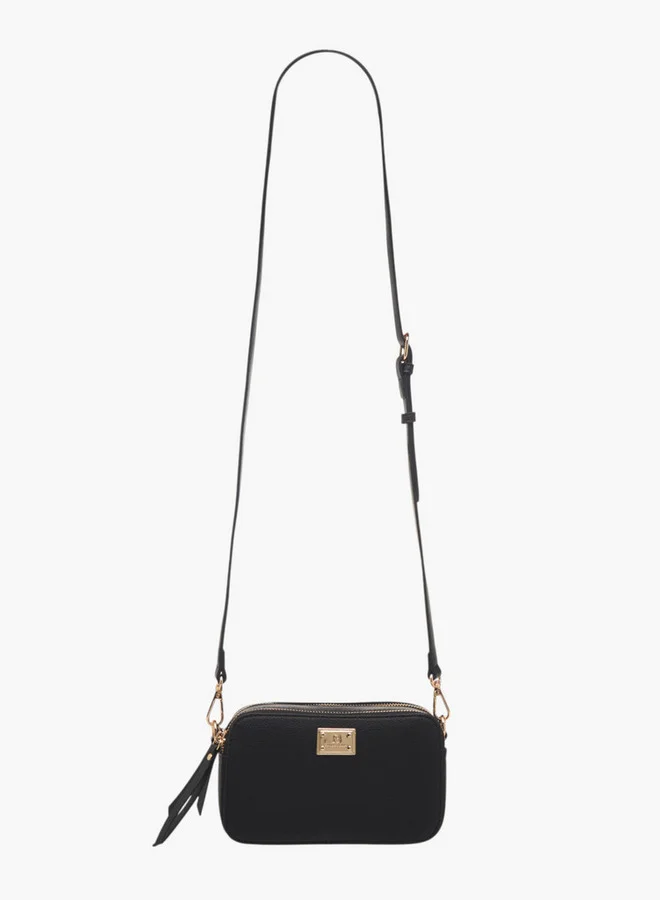 Flora Bella By Shoexpress Women's Textured Crossbody Bag with Zip Closure and Adjustable Strap