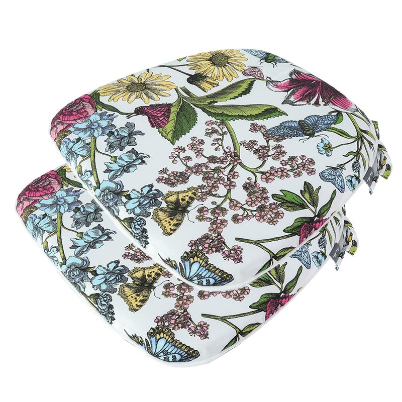 FUNHOME Outdoor Chair Cushions Set of 2,Patio Seat Cushion 17"x16"x2",U-Shaped Dining Chair Cushion 17 by 16 Inch,Water Resistant,Fade-Resistant Chair Pads for Kitchen Garden Furniture(Butterfly Flower) - Image 1