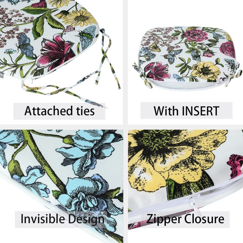 FUNHOME Outdoor Chair Cushions Set of 2,Patio Seat Cushion 17"x16"x2",U-Shaped Dining Chair Cushion 17 by 16 Inch,Water Resistant,Fade-Resistant Chair Pads for Kitchen Garden Furniture(Butterfly Flower) - Image 3
