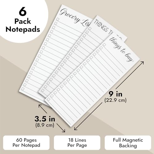 Paper Junkie Grocery & Shopping List Magnetic Notepad for Fridge - 6-Pack Slim Notepads, 3.5 x 9 In, 60 Sheets per Pad, White Magnetic Backing - Checkboxes for To-Do & Grocery Items - Image 4