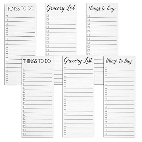 Paper Junkie Grocery & Shopping List Magnetic Notepad for Fridge - 6-Pack Slim Notepads, 3.5 x 9 In, 60 Sheets per Pad, White Magnetic Backing - Checkboxes for To-Do & Grocery Items - Image 1