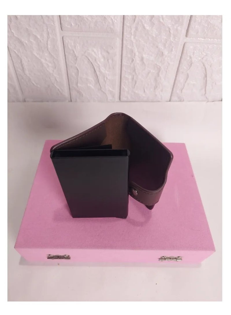 محفظة نسائية جلدية عالية الجودة باللون الأسود - Image 1