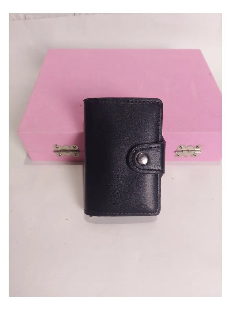 محفظة نسائية جلدية عالية الجودة باللون الأسود - Image 2