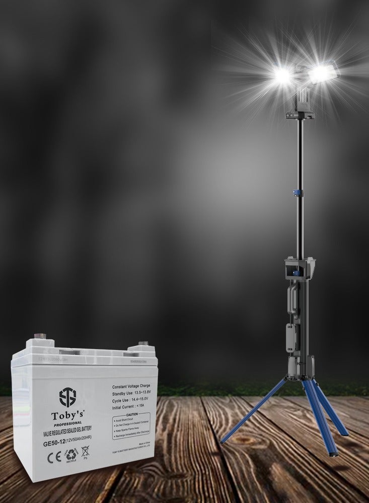 Toby's 8 قطع ملحقات مع أفضل بطارية تخييم عالية الطاقة تدوم طويلاً 50A بطارية قابلة للشحن مع محول طاقة 220V سعة 24000mAh - Image 3