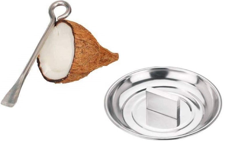 Bekner Coconut Opener Steel Rod,Coconut Break Plate Combo Pack - Image 1
