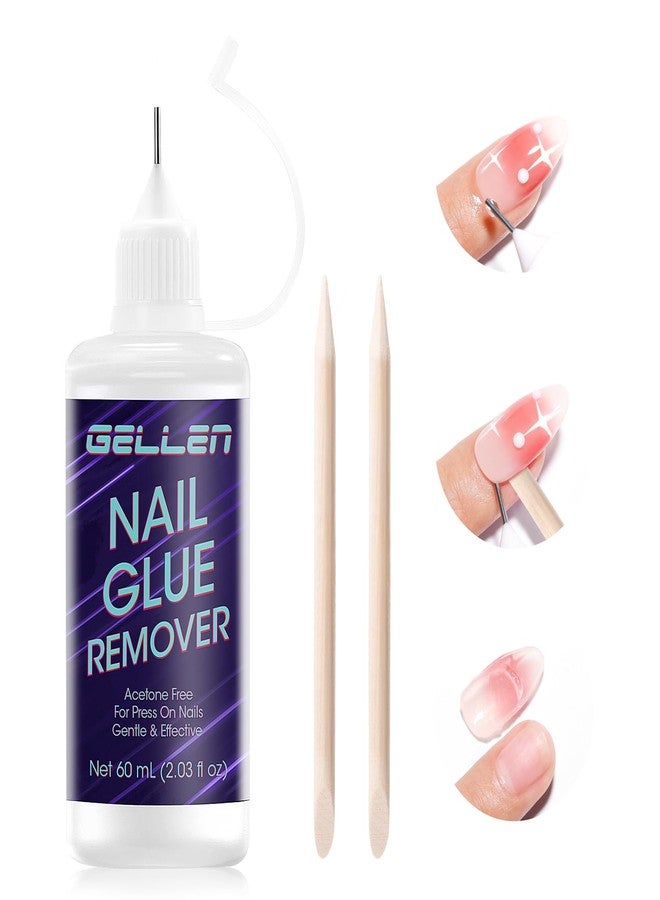 Gellen Press On Nail Remover: Pinpoint Glue Remover 2.03 Fl.oz, Non Acetone Gentle Press on Removal for Quick Dry Strong & Solid Glue, Gel Glue Off for Fake Nail Tip - Image 1