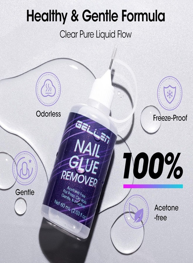 Gellen Press On Nail Remover: Pinpoint Glue Remover 2.03 Fl.oz, Non Acetone Gentle Press on Removal for Quick Dry Strong & Solid Glue, Gel Glue Off for Fake Nail Tip - Image 5