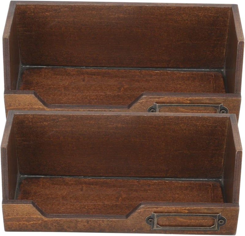 Wooden Tape Storage Box Set 2pcs Retro Craft Organizer Dual-Layer Design Handmade Wooden Storage for Crafts and Office Supplies - Image 1