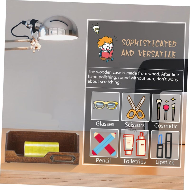 Wooden Tape Storage Box Set 2pcs Retro Craft Organizer Dual-Layer Design Handmade Wooden Storage for Crafts and Office Supplies - Image 5