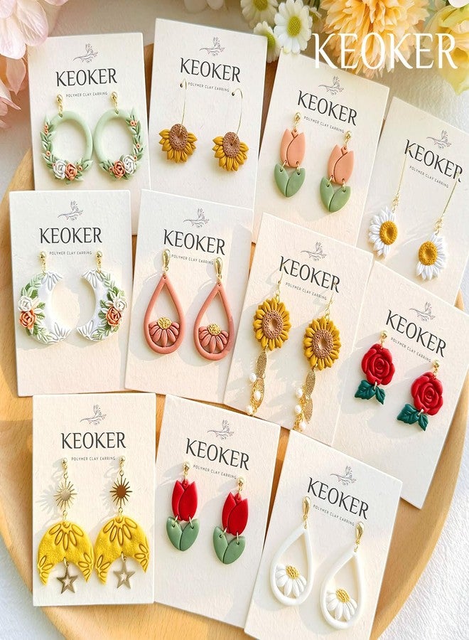 Keoker قاطع طين الزهور كيوكر - قواطع طين بوليمر ربيعية، قواطع زهور طين بوليمر، 10 أشكال لقواطع أقراط زهور طينية، قواطع طين بوهو لمجوهرات طين البوليمر (أ) - Image 2