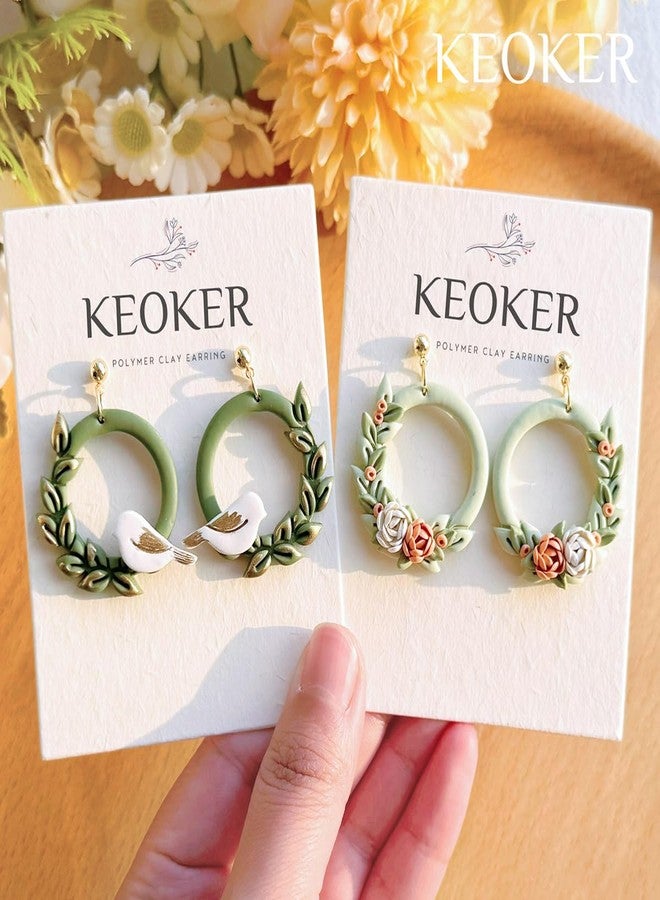 Keoker قاطع طين الزهور كيوكر - قواطع طين بوليمر ربيعية، قواطع زهور طين بوليمر، 10 أشكال لقواطع أقراط زهور طينية، قواطع طين بوهو لمجوهرات طين البوليمر (أ) - Image 5