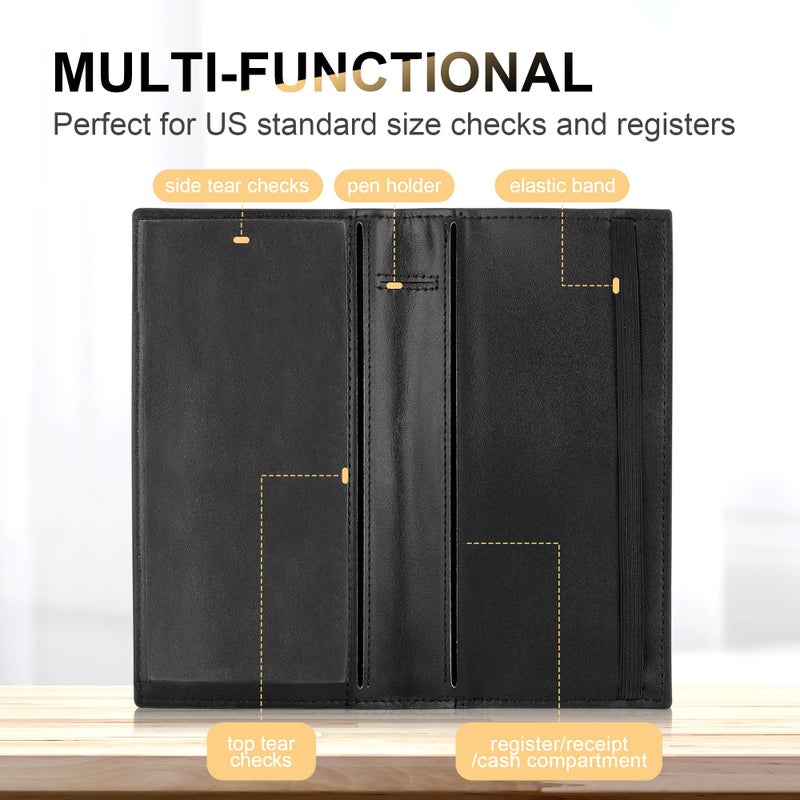 CASMONAL Checkbook Covers for Personal Checkbook Holder RFID Blocking Premium Leather Checkbook Cover for Duplicate Checks - Image 2