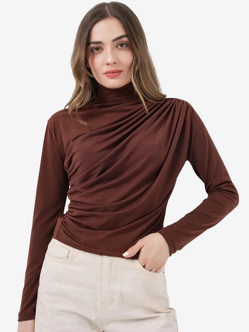 BIG DART BDART Fitted Turtleneck Blouse with Drape Detail