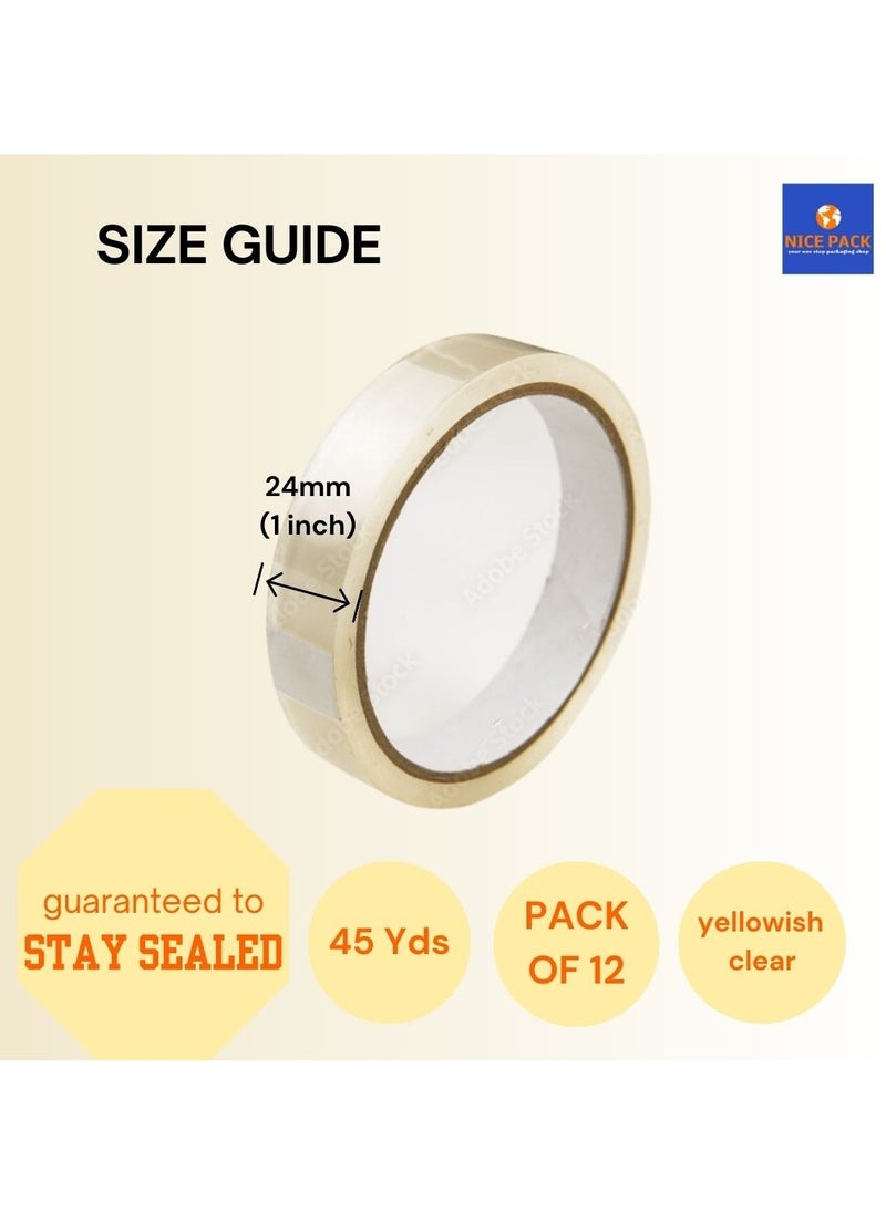 Nice Pack 12 Rolls 1inch x 45yard Clear Tape for Sealing Boxes, Office Supplies, Gift Items, Envelopes and Art & Craft Projects  - Image 2