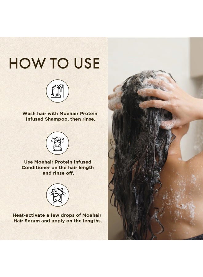 Moehair Protein Infused Shampoo and Conditioner with Hair Serum Pack | Sulfate and Paraben Free Shampoo | Revitalize Dull, Weak and Damaged Hair | Made in the USA - Image 5