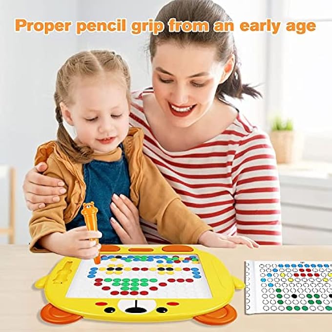 AM ANNA Magnetic Drawing Board for Kids, Magnetic Dot Art Drawing Board with Colorful Magnetic Beads and Pen, Travel Toys for Toddlers, Montessori Educational Preschool Toy for Ages 3+ Kids (80 Beads) - Image 2