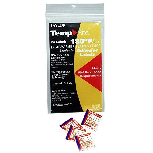 Taylor 8750 TempRite 180F Dishwasher Test Labels 24 PK