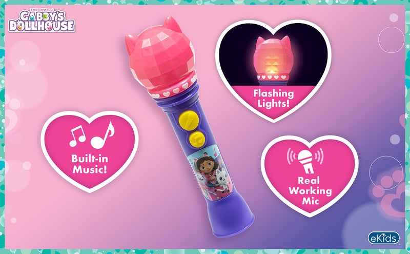 eKids DreamWorks Gabby's Dollhouse Toy Microphone for Kids, Musical Toy for Girls with Built-in Song, Great Stocking Stuffers for Kids - Image 2