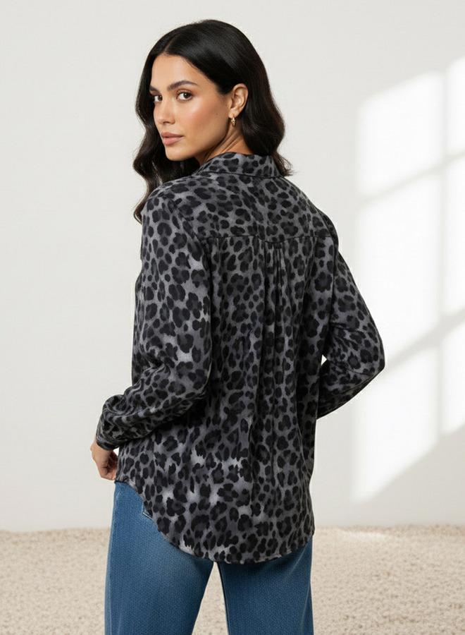 سبلاش فيڤ قميص فيسكوز بطبعة حيوانات بقصة عادية وياقة - Image 3