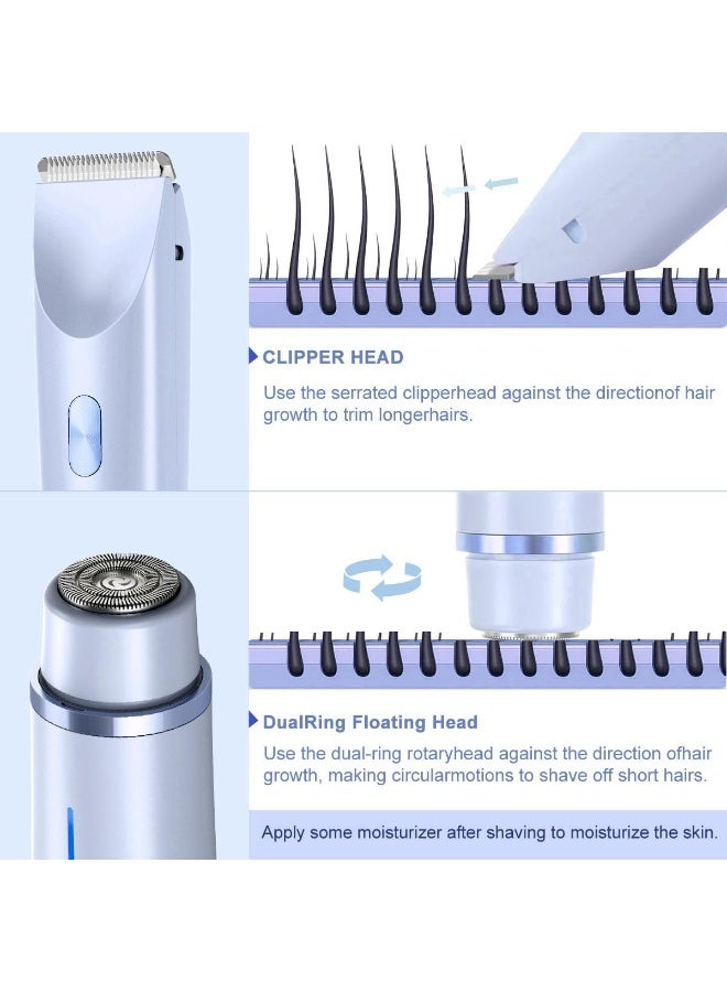 general Bikini Trimmer for Women, 2 in 1 Electric Razors, Wet Dry Use, IPX7 Waterproof Rechargeable Bikini Shaver with Ceramic Cutting Head, 120 Min Cordless Runtime (Blue) - Image 2