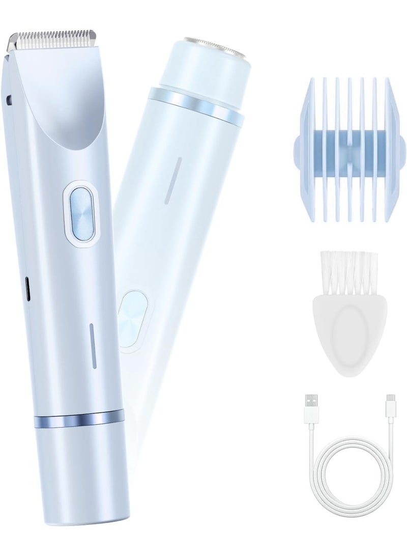 general Bikini Trimmer for Women, 2 in 1 Electric Razors, Wet Dry Use, IPX7 Waterproof Rechargeable Bikini Shaver with Ceramic Cutting Head, 120 Min Cordless Runtime (Blue) - Image 1