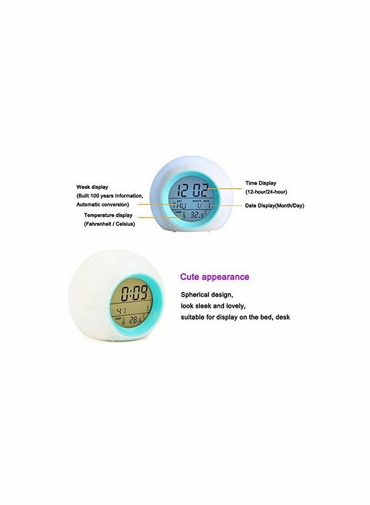 KASTWAVE Kids LED Alarm Clock, Color Changing Night Light, Colorful Spherical Night Lamp - Image 4