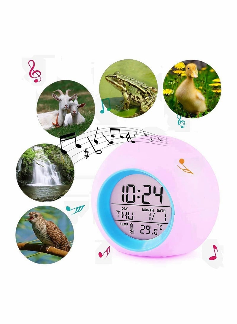 KASTWAVE Kids LED Alarm Clock, Color Changing Night Light, Colorful Spherical Night Lamp - Image 2
