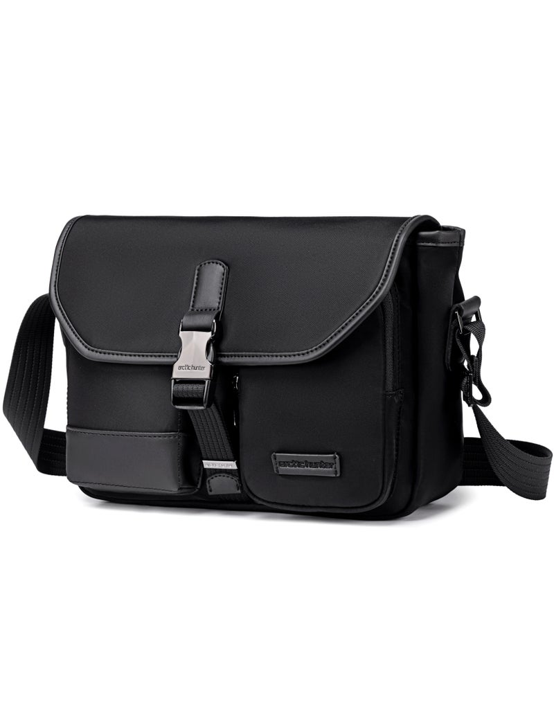 ARCTIC HUNTER Durable Sling Bag Anti-Theft Water Repellent Durable Stylish Shoulder Bag with Multiple Compartments for Casual/ Daily/ Travel, KB00827, Black - Image 1