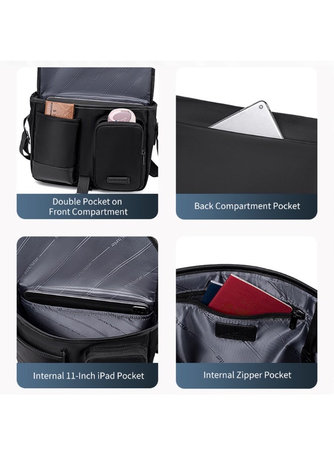 ARCTIC HUNTER Durable Sling Bag Anti-Theft Water Repellent Durable Stylish Shoulder Bag with Multiple Compartments for Casual/ Daily/ Travel, KB00827, Black - Image 4