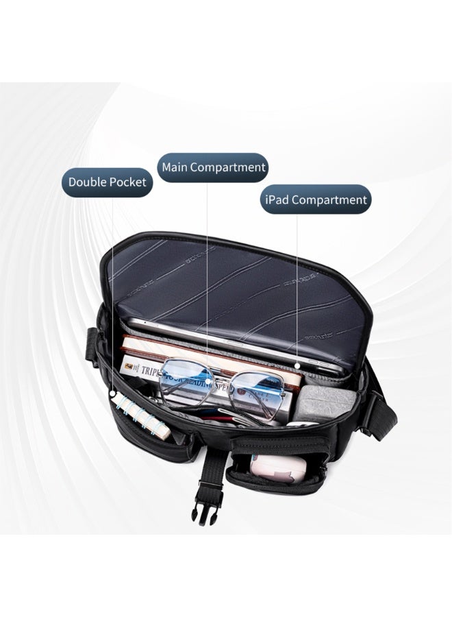 ARCTIC HUNTER Durable Sling Bag Anti-Theft Water Repellent Durable Stylish Shoulder Bag with Multiple Compartments for Casual/ Daily/ Travel, KB00827, Black - Image 3
