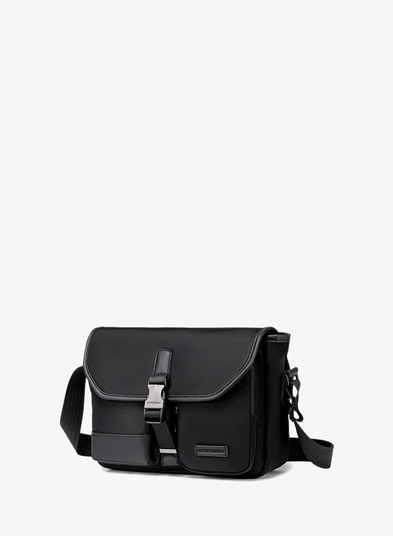 ARCTIC HUNTER Durable Sling Bag Anti-Theft Water Repellent Durable Stylish Shoulder Bag with Multiple Compartments for Casual/ Daily/ Travel, KB00827, Black